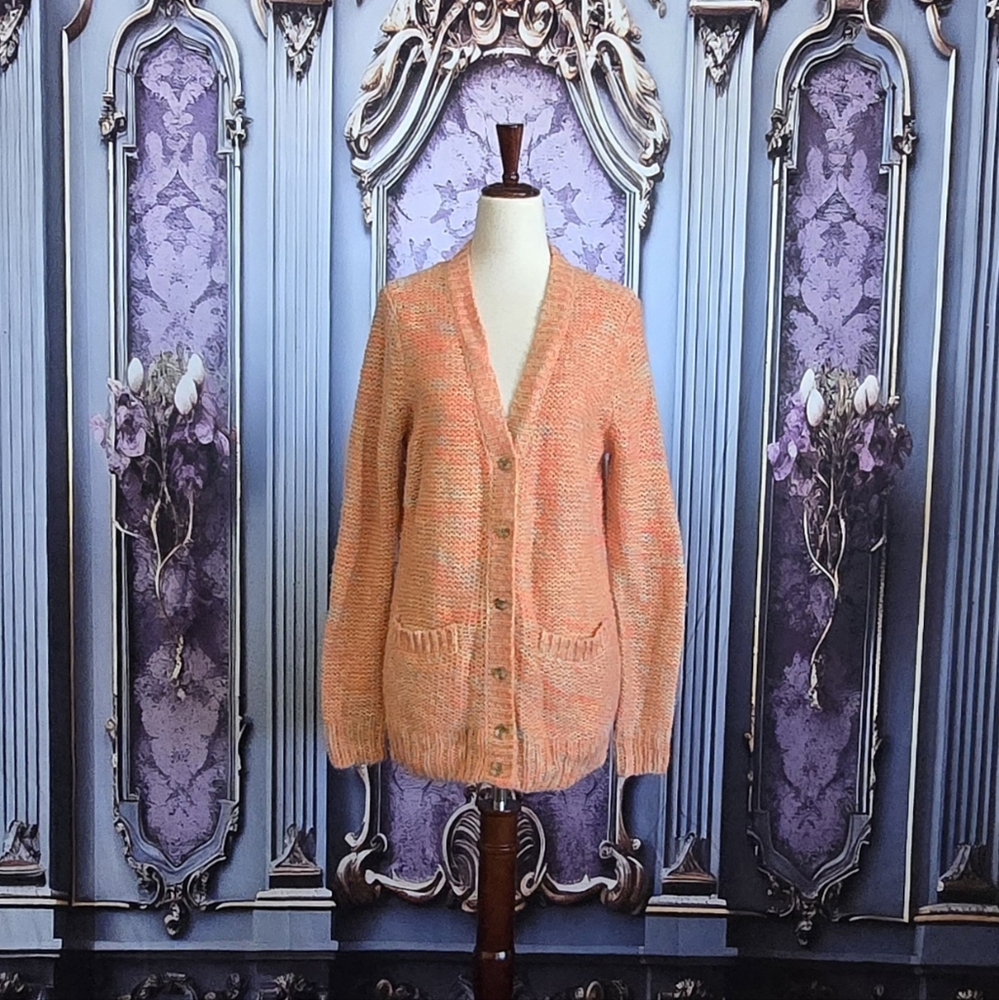 Fuzzy Creamsicle-colored Cardigan